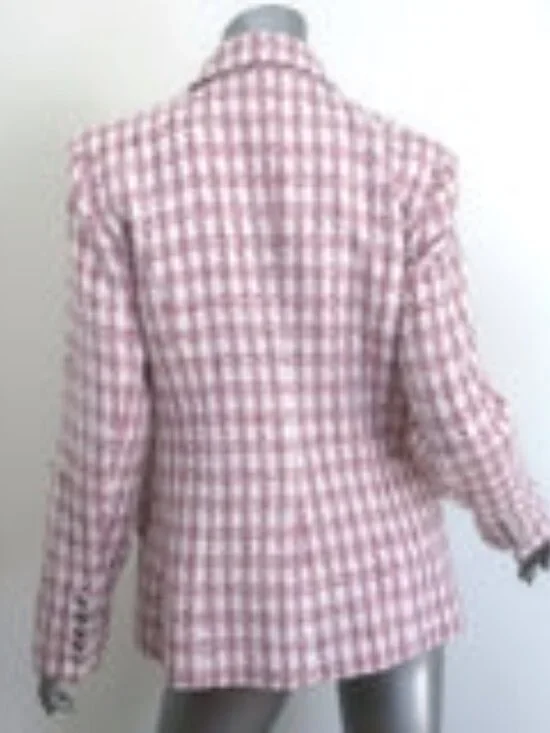 L'Agence Kenzie Pink White Boucle Tweed Blazer Jacket - Picture 2 of 13